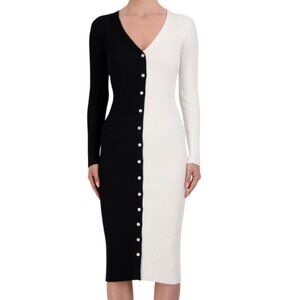 Nwot BCBG Paris BCBG Paris XL Womens Colorblock Sweater Dress Black White Ribbed